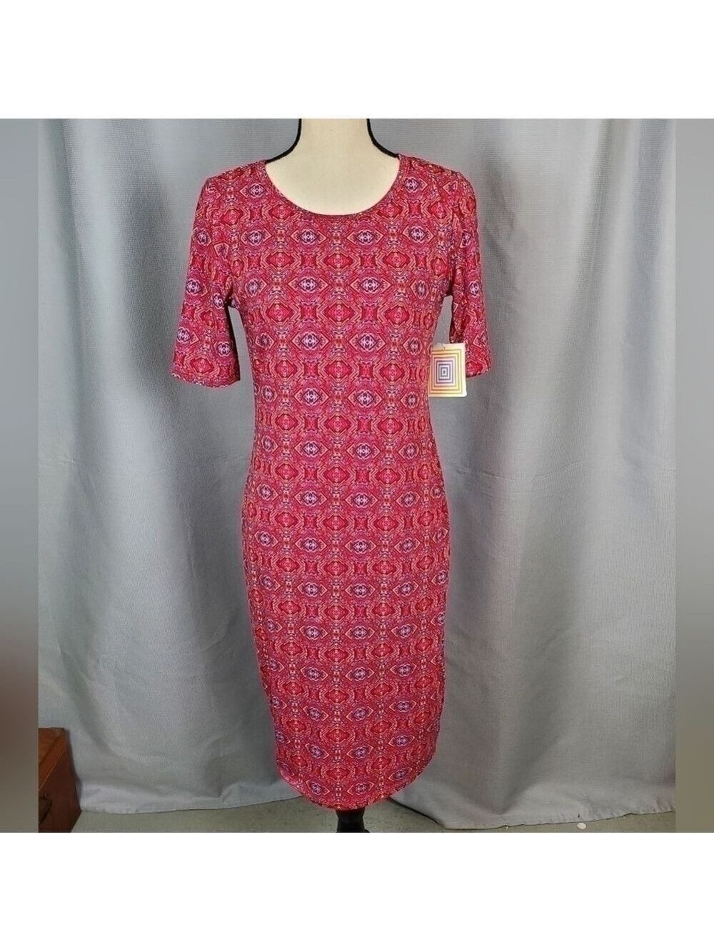NWT Lularoe Julia, maroon, blue, and cream geometric pattern, size S - Picture 1 of 5
